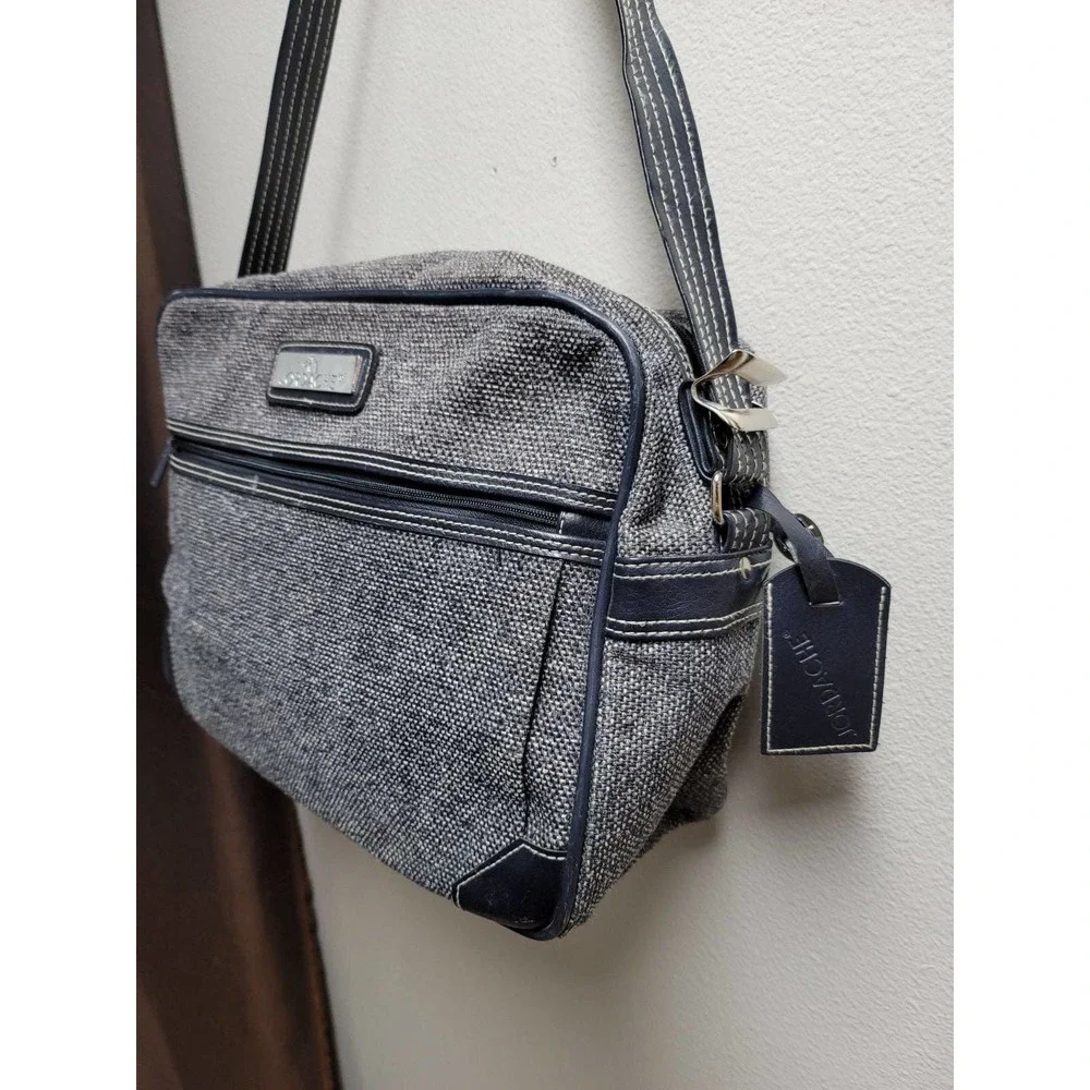 Vtg Jordache Shoulder Travel Overnight Bag Tweed Luggage